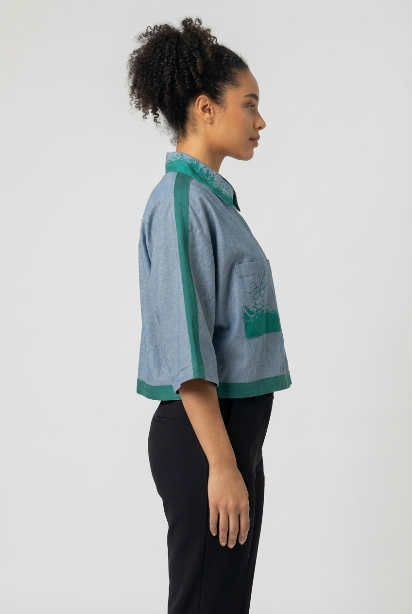 Kimono Sleeve Shirt in Lightweight Cotton Poplin