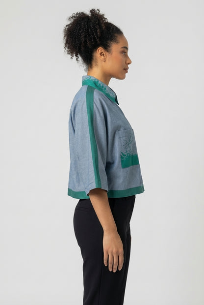 Kimono Sleeve Shirt in Lightweight Cotton Poplin