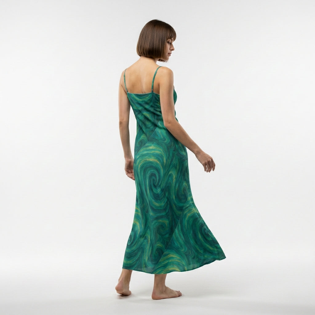 Bias Slip Dress Green Tornado