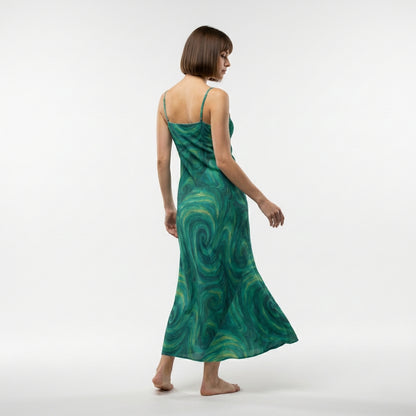 Bias Slip Dress Green Tornado