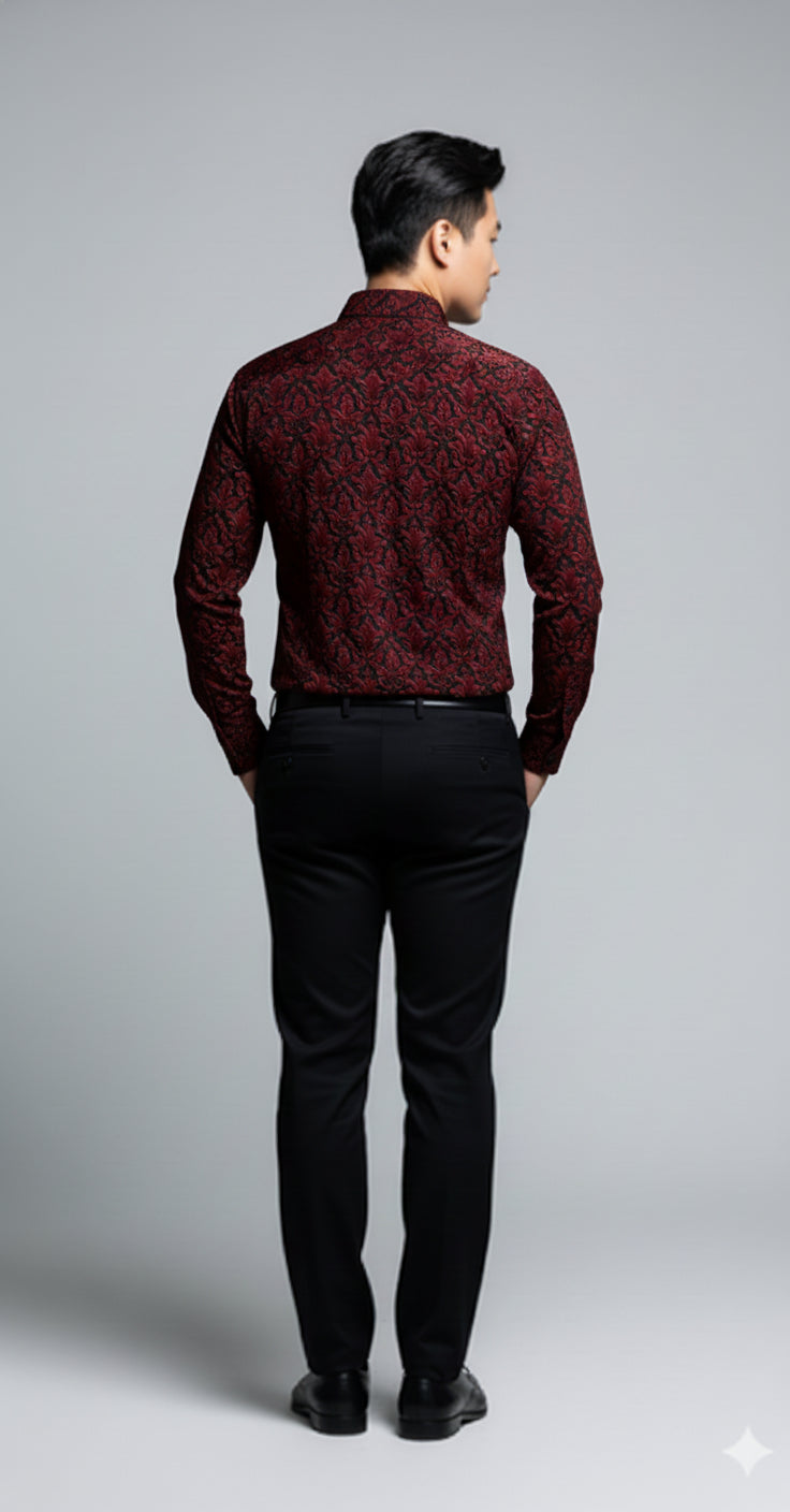 Blood Red Filagree Dress Shirt