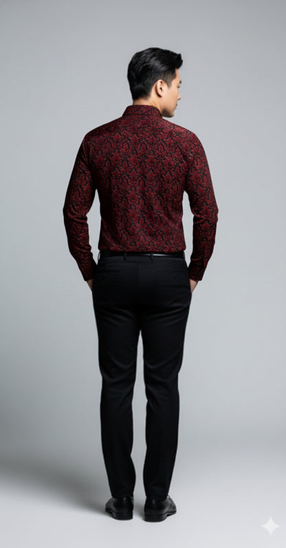 Blood Red Filagree Dress Shirt