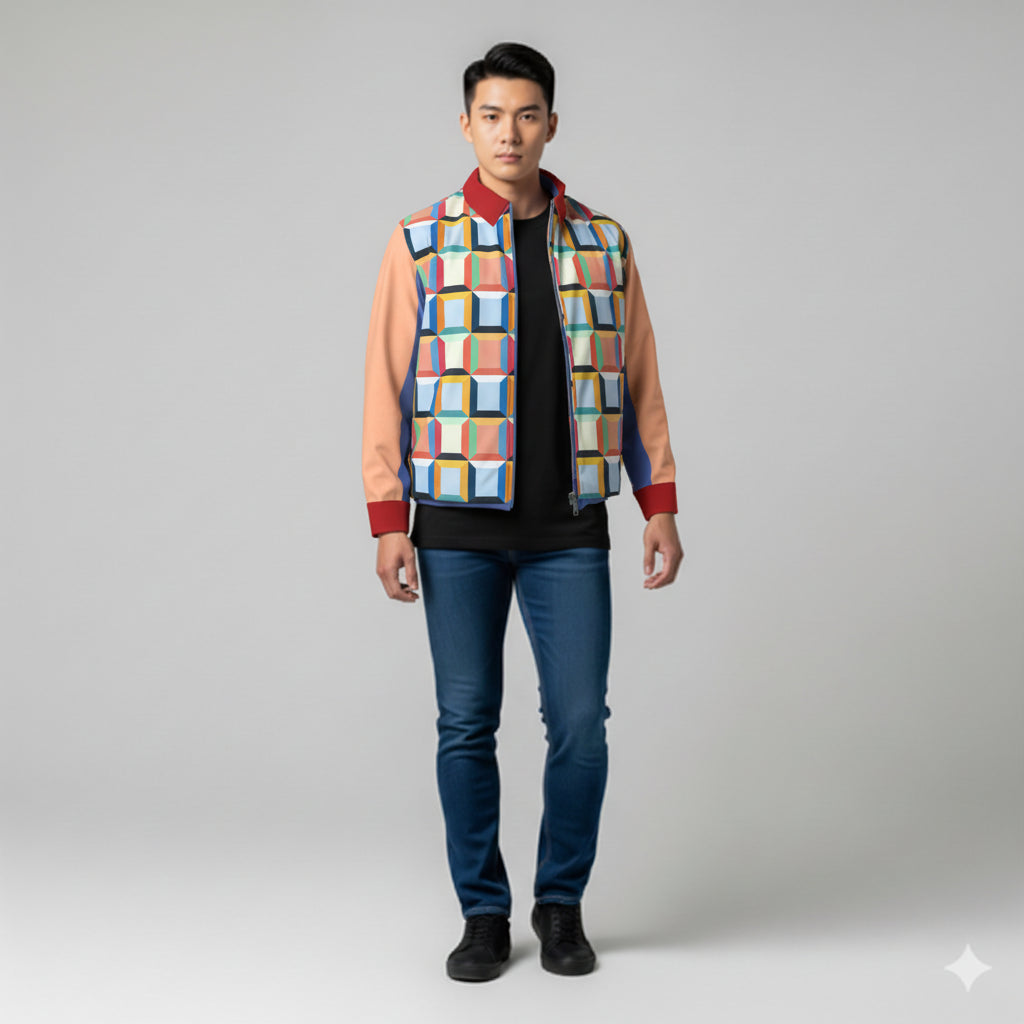 Men's 3D Geometric Golf Jacket