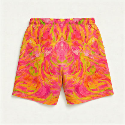 Board Shorts (7" Inseam) in Lightweight Cotton Poplin Pink Noodles