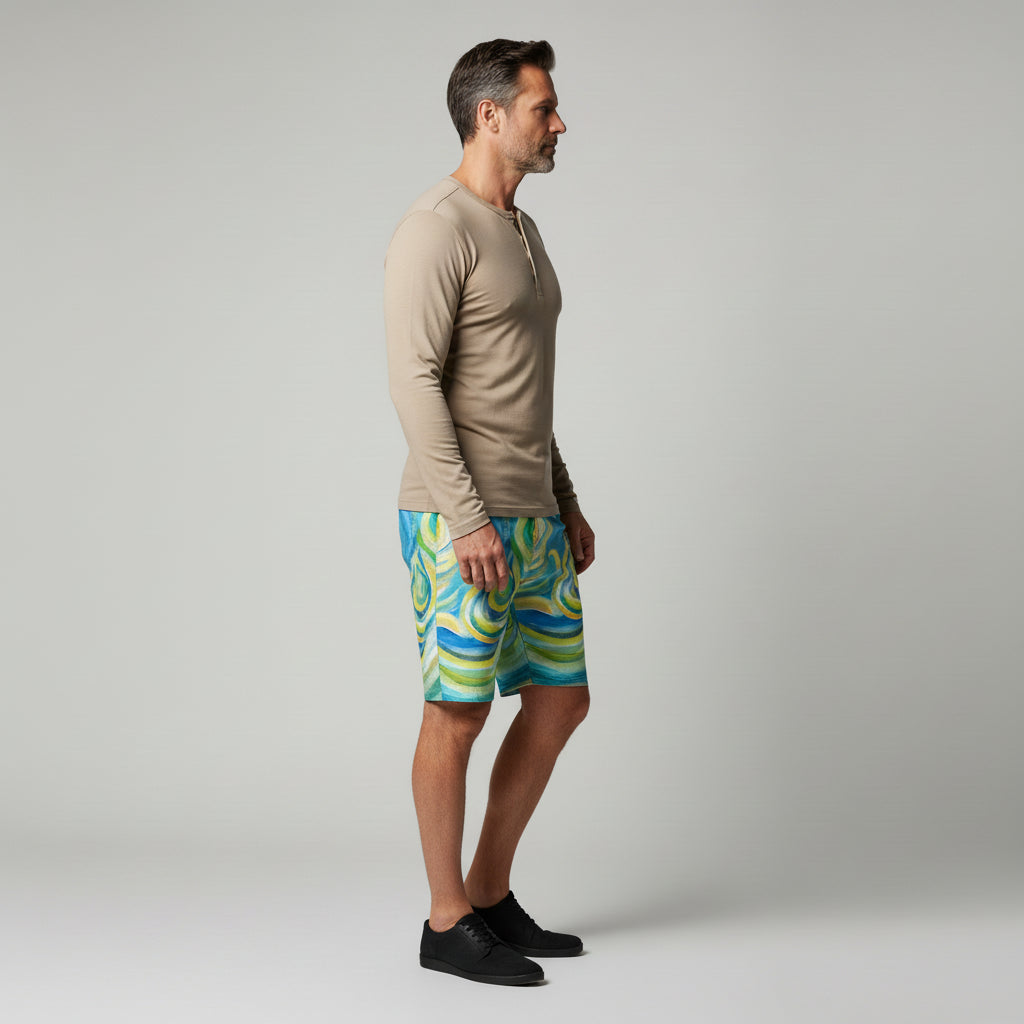 Board Shorts (7" Inseam) – Cotton Poplin Sea Swirls