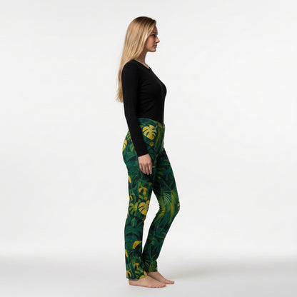 Skinny Jeans Green Leaves - Slim Jeans in Heavyweight Stretch Cotton Denim