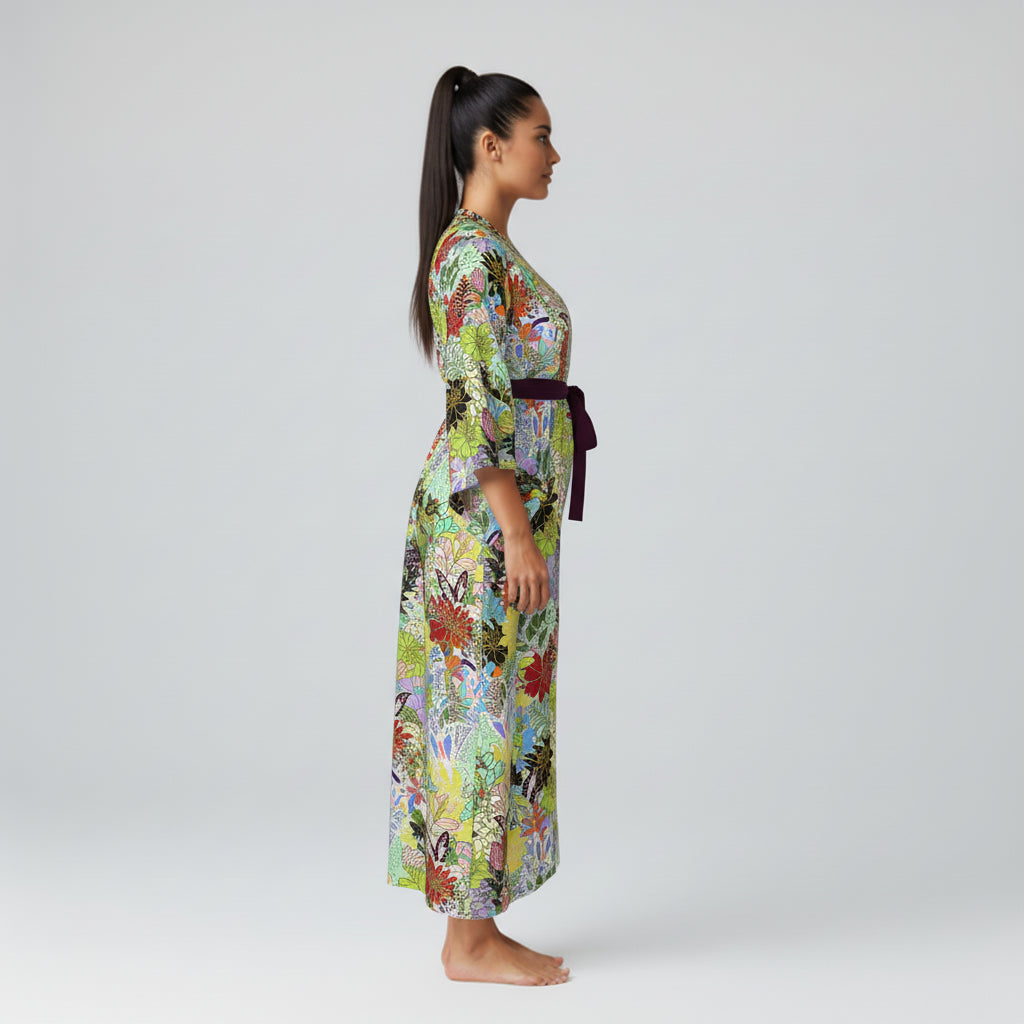 Abaya (Kimono Sleeve) in Ecovero Viscose Crepe – Botanical Renaissance