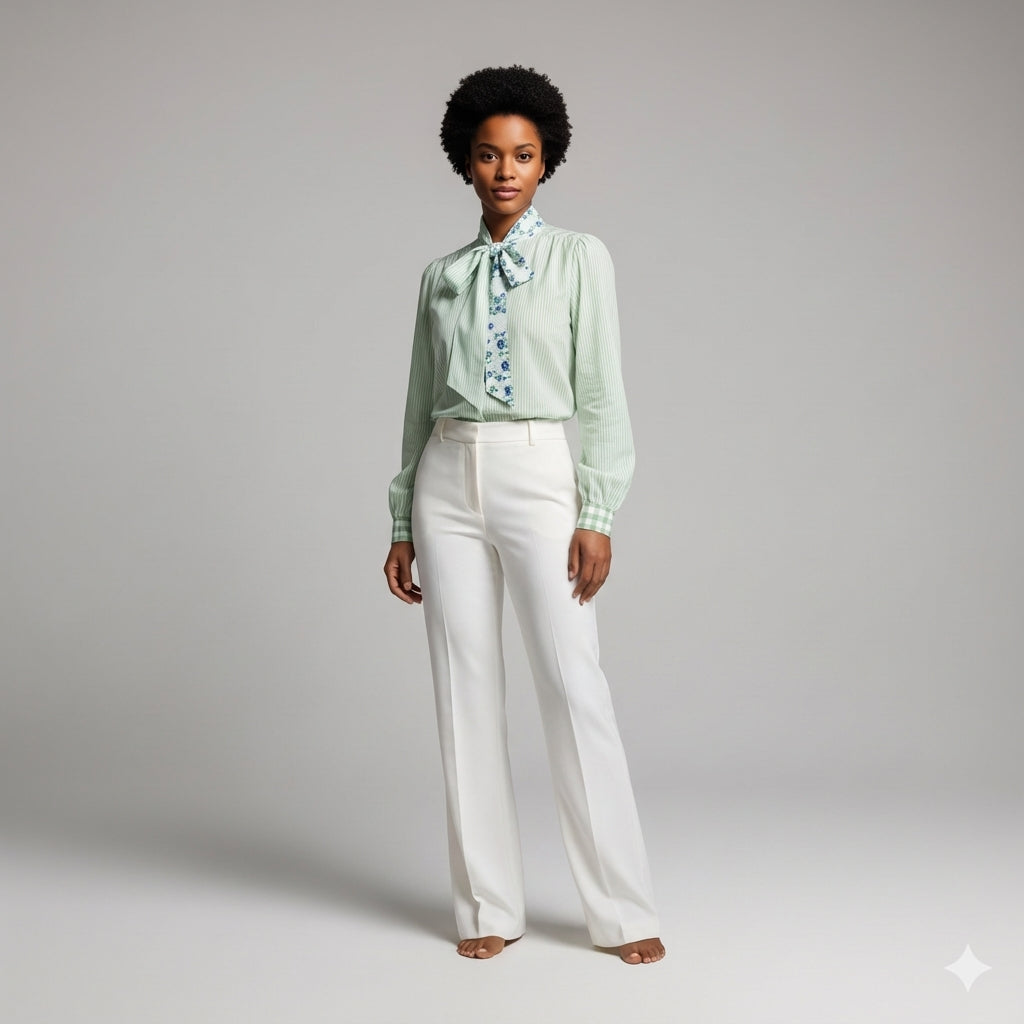 Bow Blouse in Lightweight Organic Cotton Voile