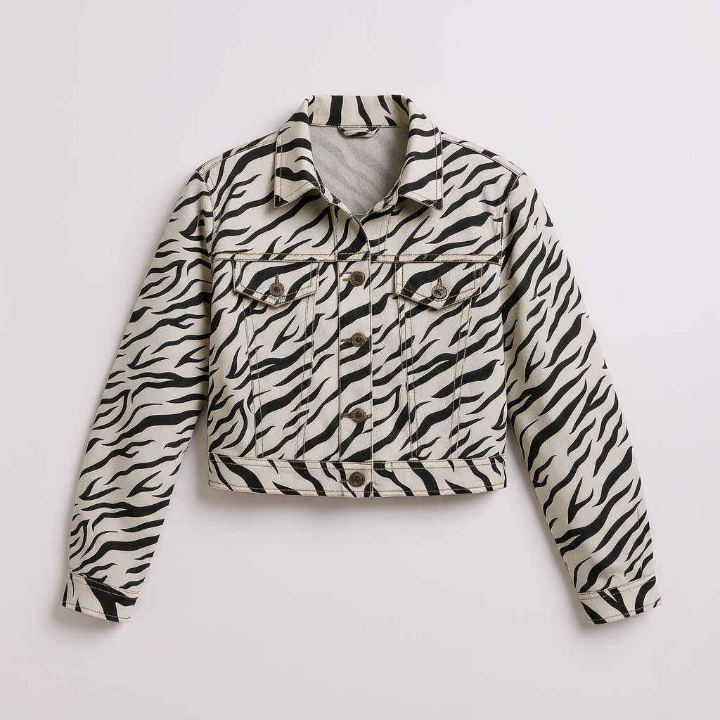 Zebra Cropped Jean Jacket