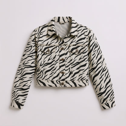 Zebra Cropped Jean Jacket