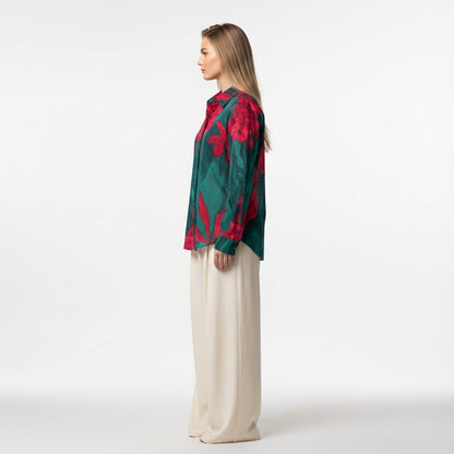 Button Front Shirt Pink Flowers