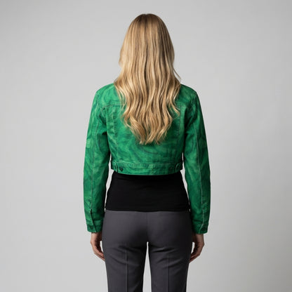 Cropped Jean Cotton Jacket Dark Green Noodles