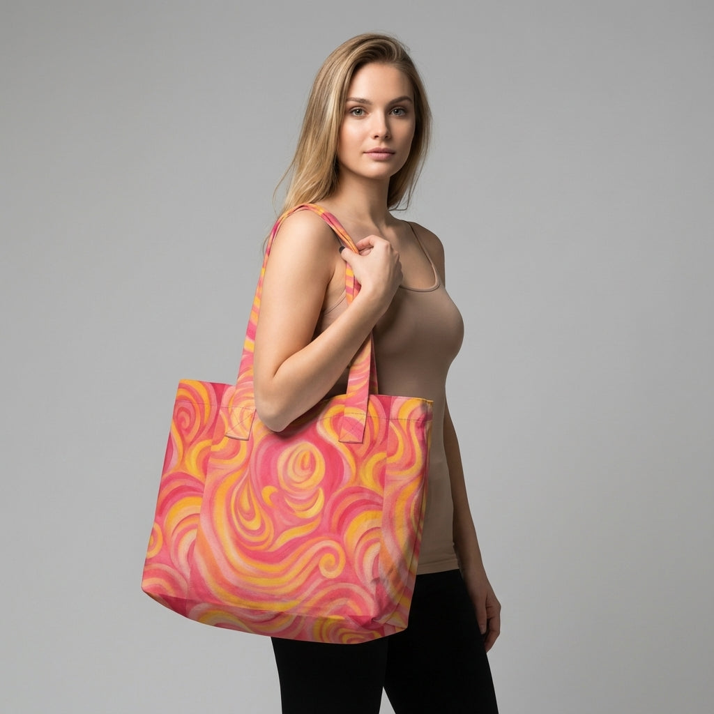 Large Tote Bag Sunset Swirls