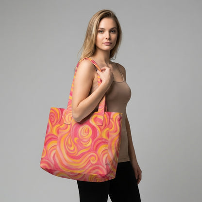 Large Tote Bag Sunset Swirls