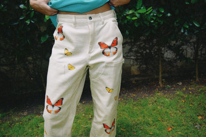 men's boxy double front pant - unisex low waist pants  in Stretch Organic Cotton Twill