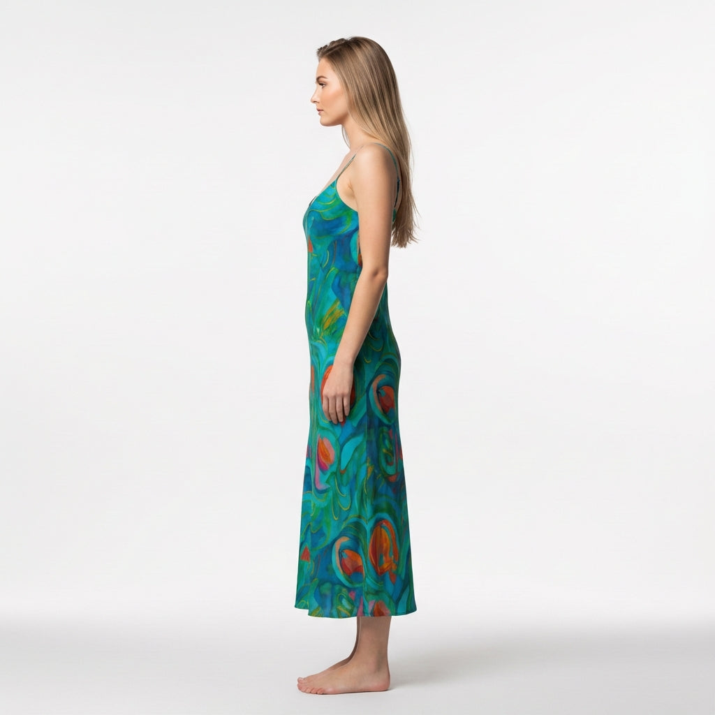 Bias Slip Dress Floral Swamp