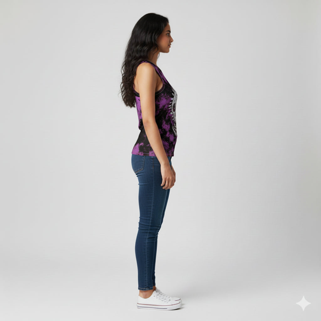 Purple Punk Skull Tank