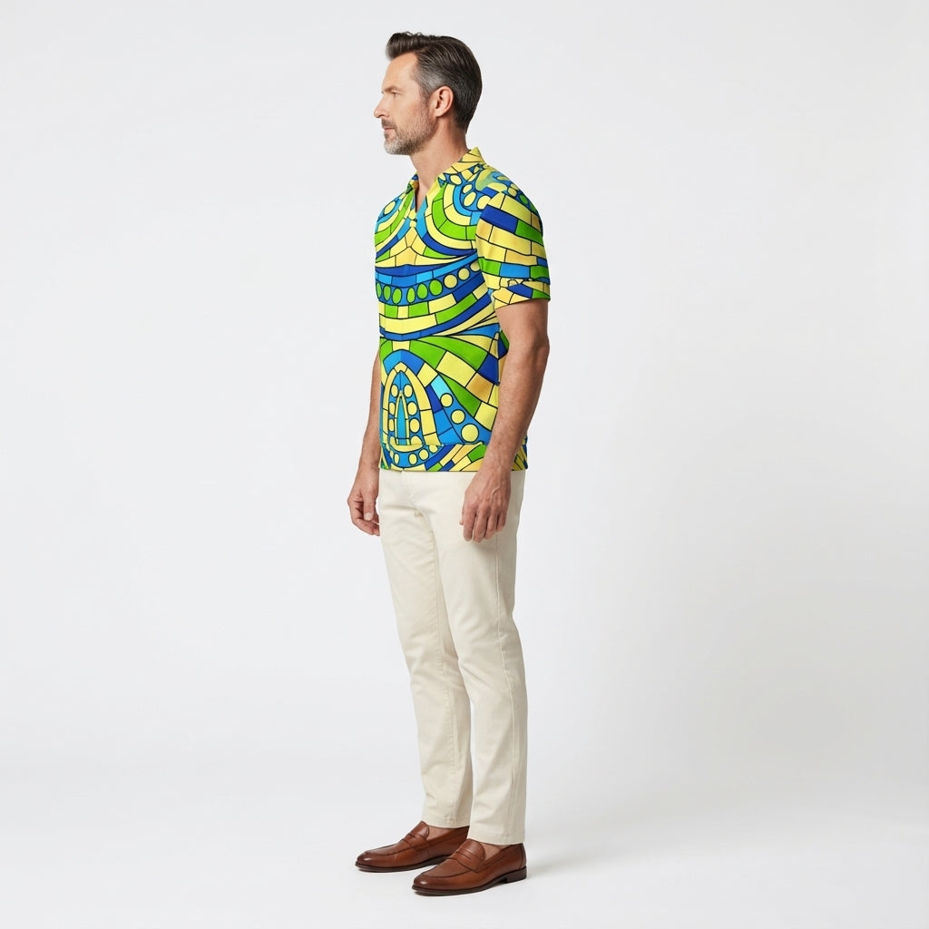 Polo Shirt with V Neck Mosaic 4