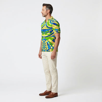 Polo Shirt with V Neck Mosaic 4