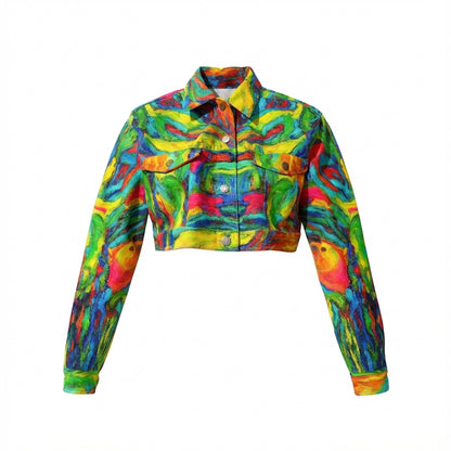 Cropped Jean Jacket Green Jungle