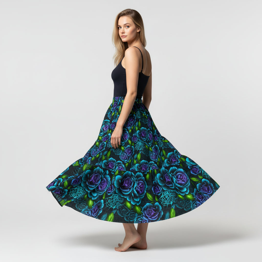 Blue Rose Tiered Skirt