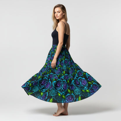 Blue Rose Tiered Skirt