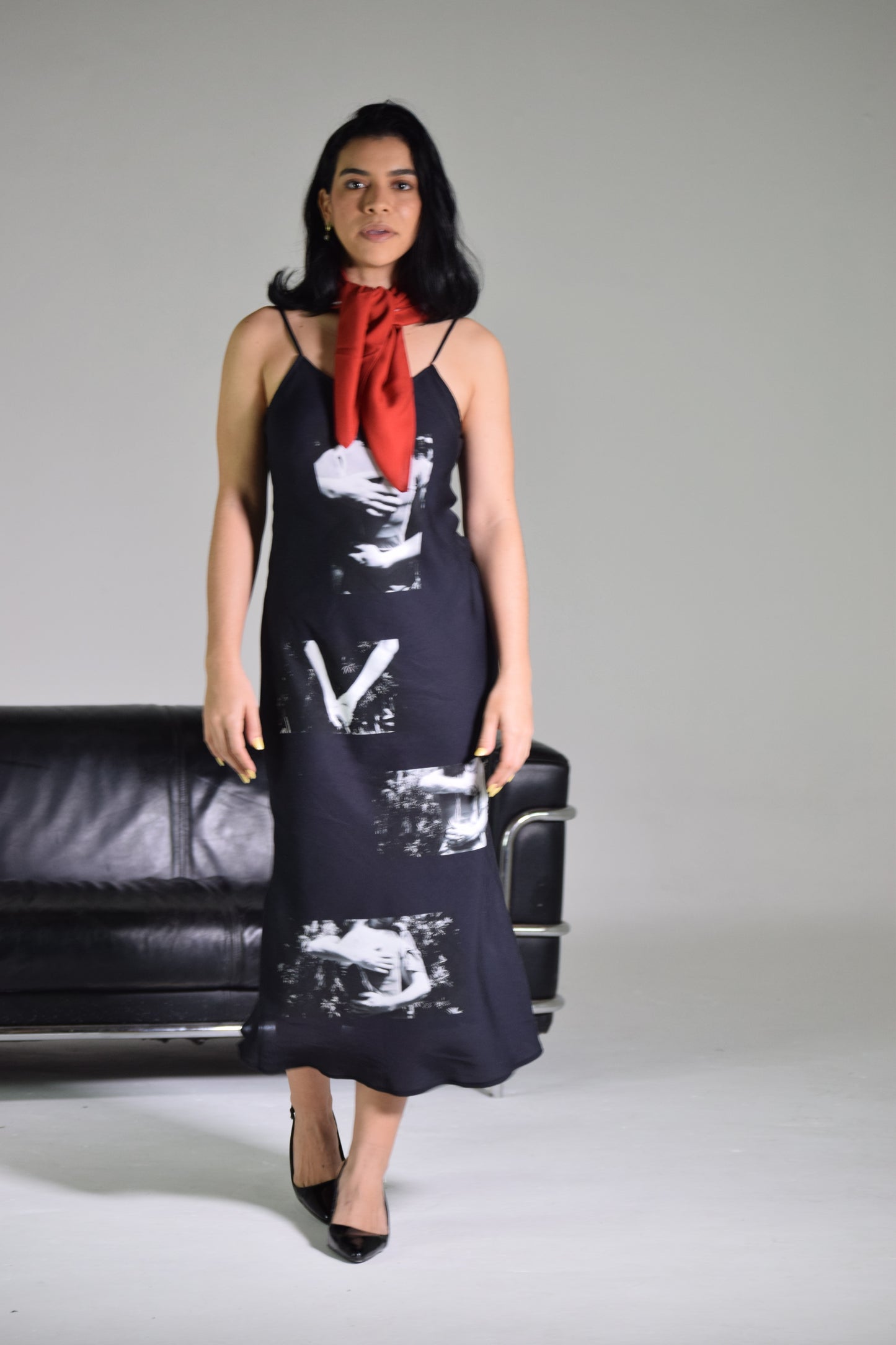 abrazos slip dress in black