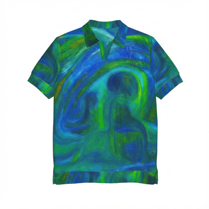 Polo Shirt with V Neck  Blue Moon