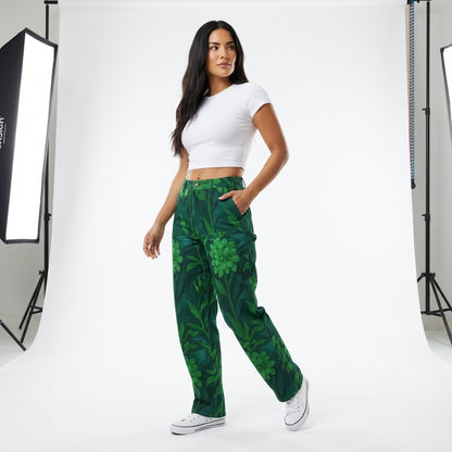Carpenter Pants Green Flowers 