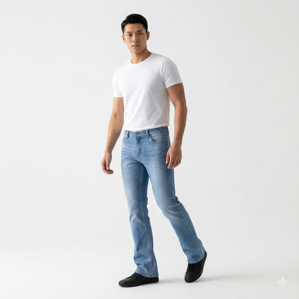 Jeans N2 - Straight Leg Jeans in Midweight Stretch Cotton-Tencel Twill