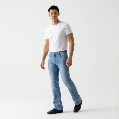 Jeans N2 - Straight Leg Jeans in Midweight Stretch Cotton-Tencel Twill
