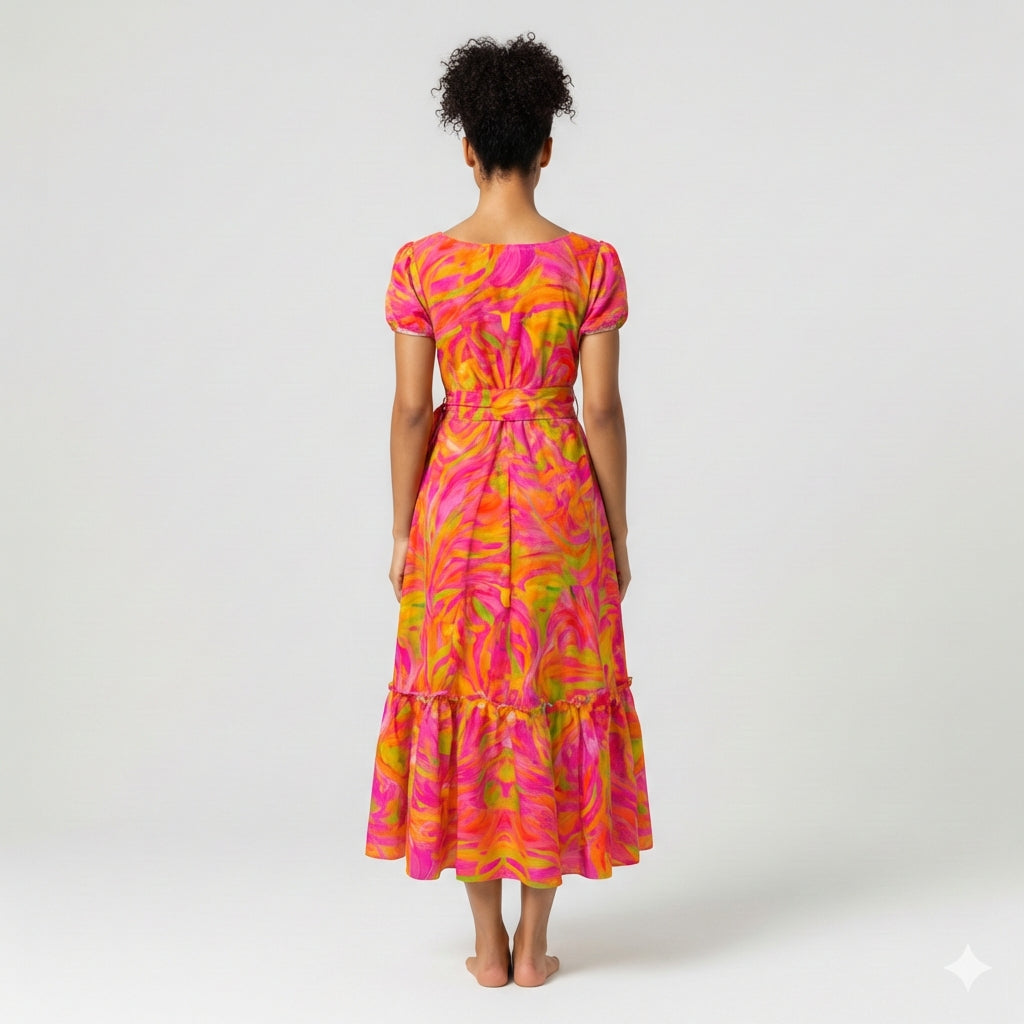 Ruffle Hem Dress Pink Noodles