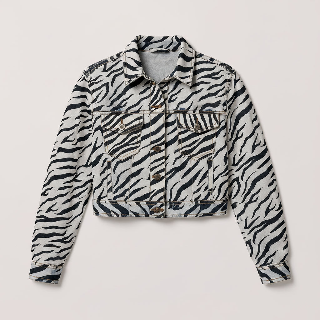 Zebra Cropped Jean Jacket