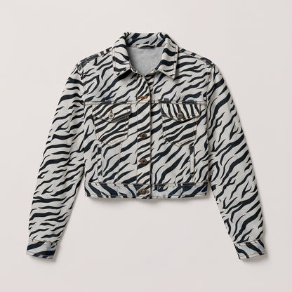 Zebra Cropped Jean Jacket
