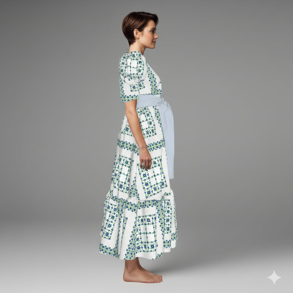 Ruffle Hem Dress in Pima Cotton Poplin