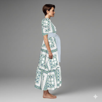 Ruffle Hem Dress in Pima Cotton Poplin