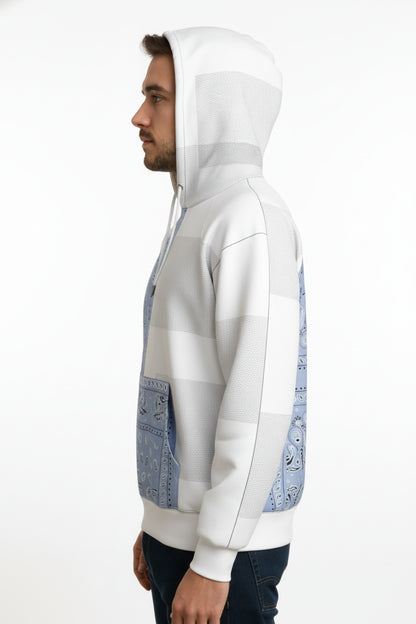 Half Raglan Sweatshirt Hoodie in Signature Black Grid