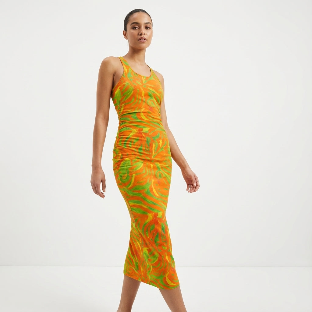 Racerback Shirred Tank Dress Fruit Noodles 