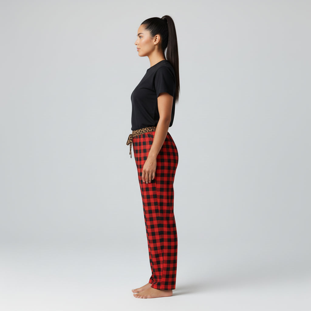 Buffalo Check /Leopard Pajama Pant