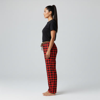 Buffalo Check /Leopard Pajama Pant