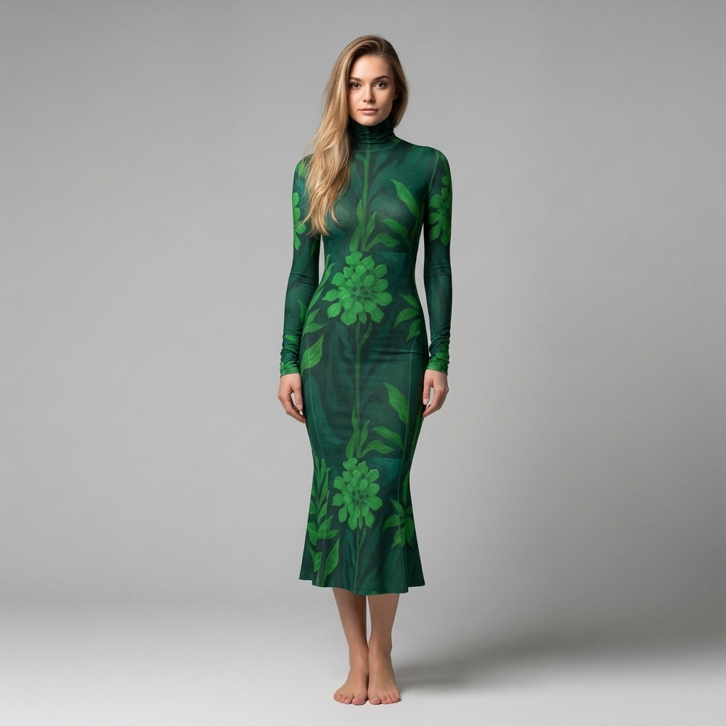 Sarong Maxi Green Flowers