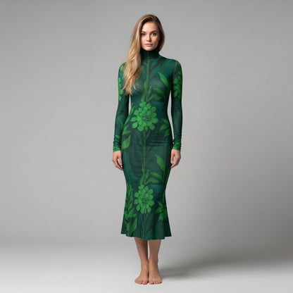 Sarong Maxi Green Flowers