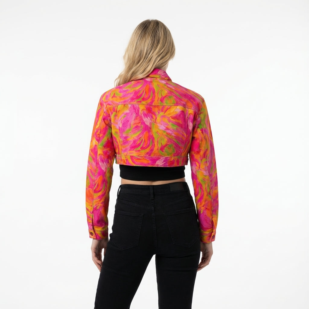 Cropped Jean Jacket Pink Noodles