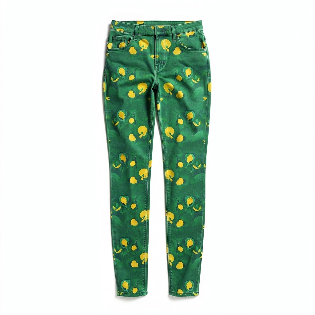 Skinny Jeans Yellow Flowers – Slim Jeans in Heavyweight Stretch Cotton Denim