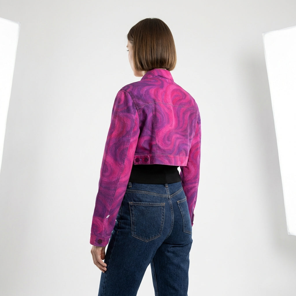 Cropped Jean Cotton Jacket Purple Storm