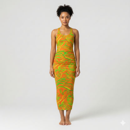 Racerback Shirred Tank Dress Fruit Noodles 