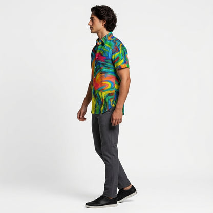 Short Sleeve Dress Shirt Green Jungle