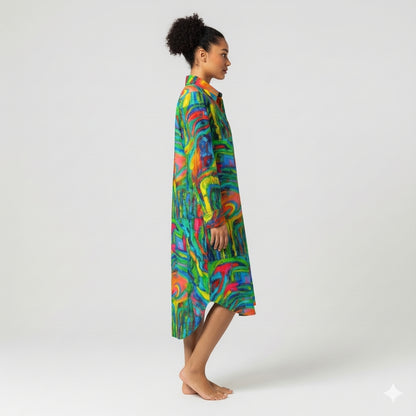  Long Sleeve Shirt Dress Green Jungle