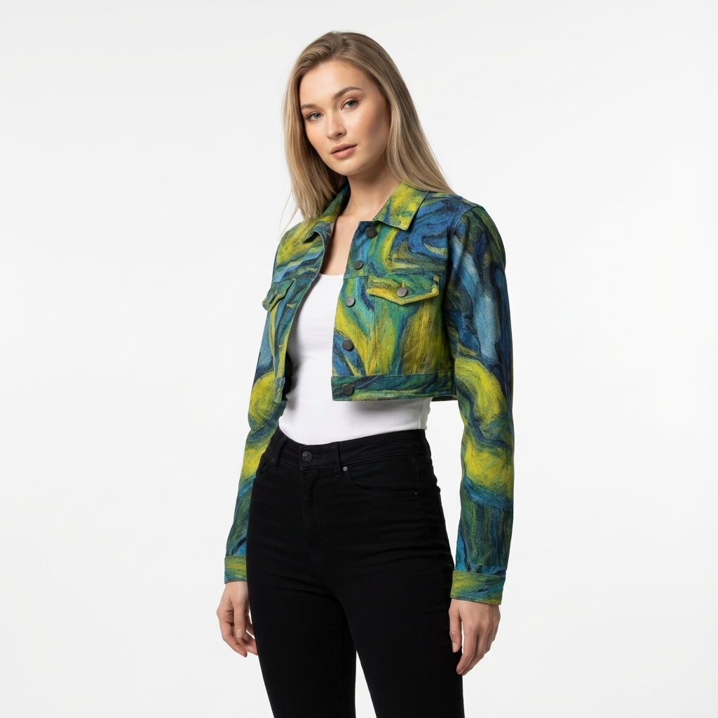 Cropped Jean Jacket Blue Jungle