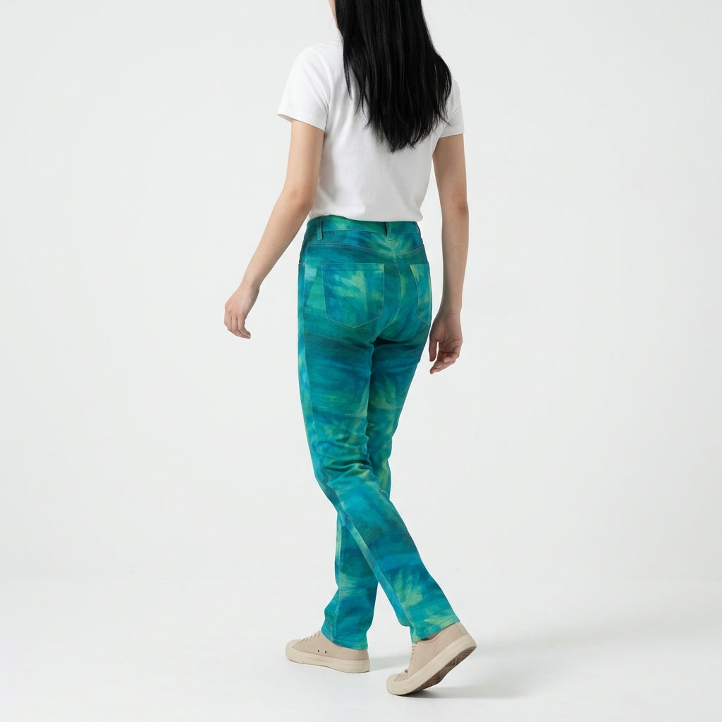 Skinny Jeans Turquoise Watercolors